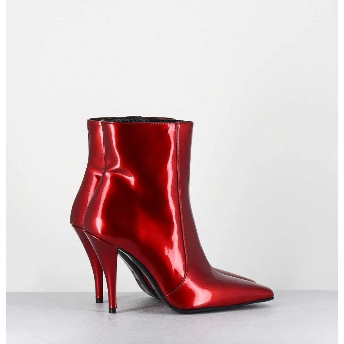 Boots Talon Haut En Cuir Vernis Rouge Glossy - Mecha2 Galassia Rosso