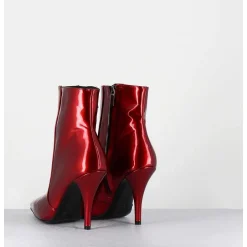 Boots Talon Haut En Cuir Vernis Rouge Glossy - Mecha2 Galassia Rosso