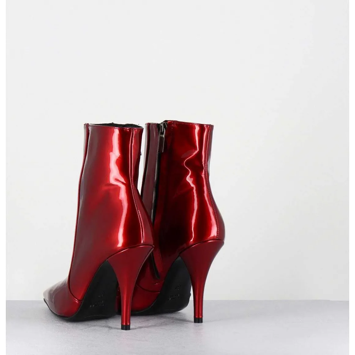 Boots Talon Haut En Cuir Vernis Rouge Glossy - Mecha2 Galassia Rosso