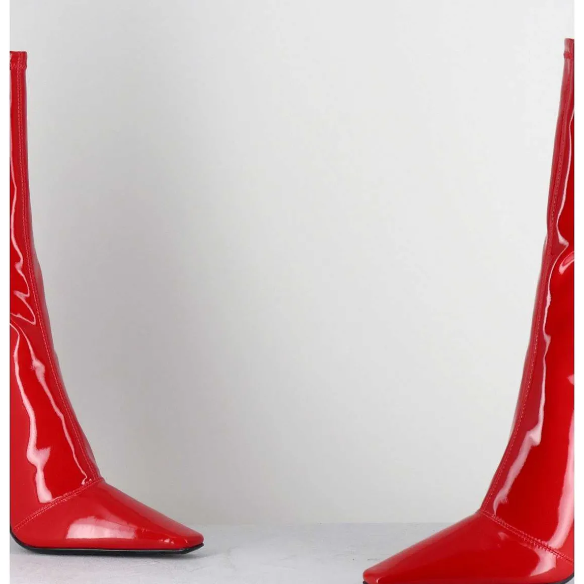 Boots Talon Haut En Vernis Stretch Rouge 90S - Gilda Cris Eros