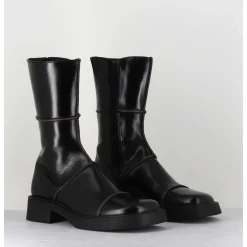Boots Tige Mi-Haute En Cuir A Bout Carre Large - Dahlia Black Boots