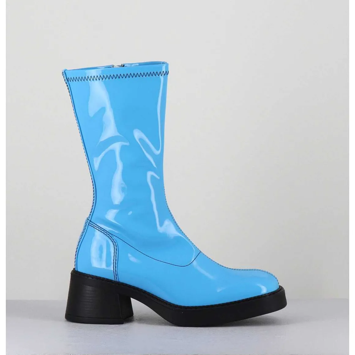 Boots Vinyle Stretch Bleu Ciel - Vero Blue Boots