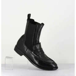 Boots-Moccassins Chelsea En Cuir Noir - Mars 142 Nero