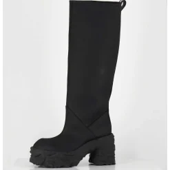 Botte Cuir Mat Noir Plateforme Texturee - M6315 Custo Nero