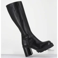 Bottes A Plateforme En Cuir Noir & Surpiqures Blanches 90S - Dulce Tal Boots