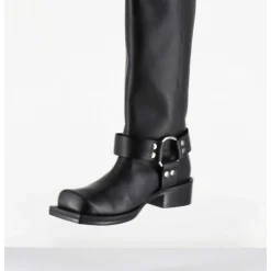 Bottes Bikers Bout Carre En Cuir Noir - 1613 York Nero