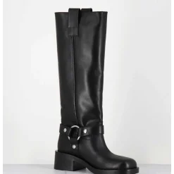 Bottes Boucle Biker En Cuir Noir - A5603 Talco Nero