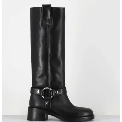 Bottes Boucle Biker En Cuir Noir - A5603 Talco Nero