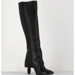 Bottes En Cuir Noir Guetre & Zip Destructurees - M22I97602 Black