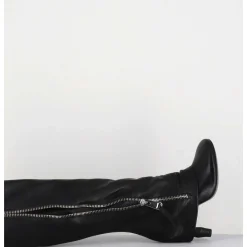 Bottes En Cuir Noir Guetre & Zip Destructurees - M22I97602 Black