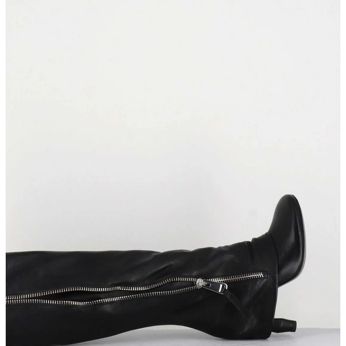 Bottes En Cuir Noir Guetre & Zip Destructurees - M22I97602 Black
