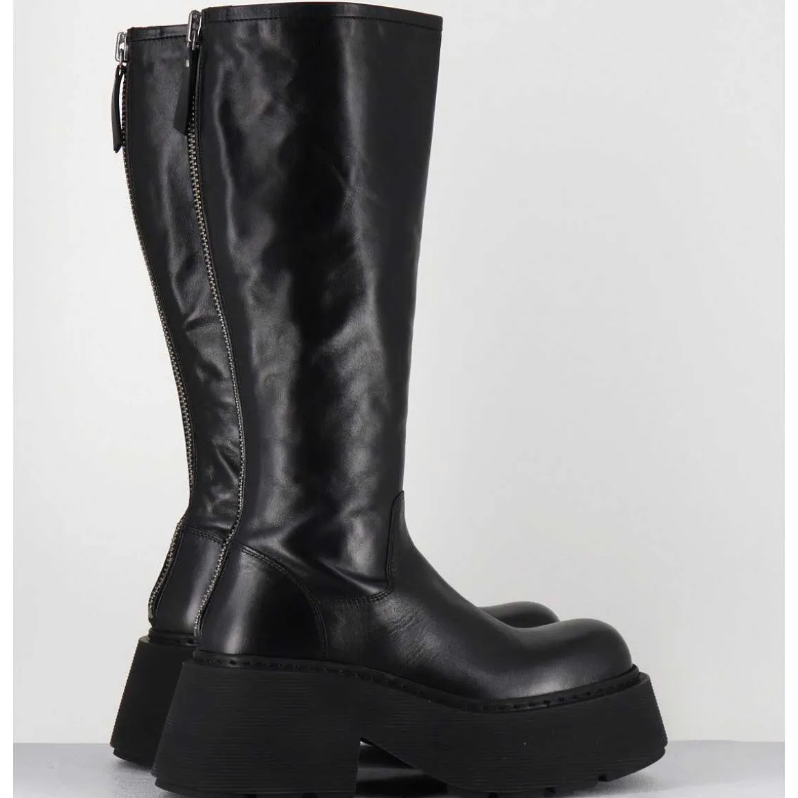 Bottes En Cuir Noir Semelle Epaisse - 1D7712D Mayon Black