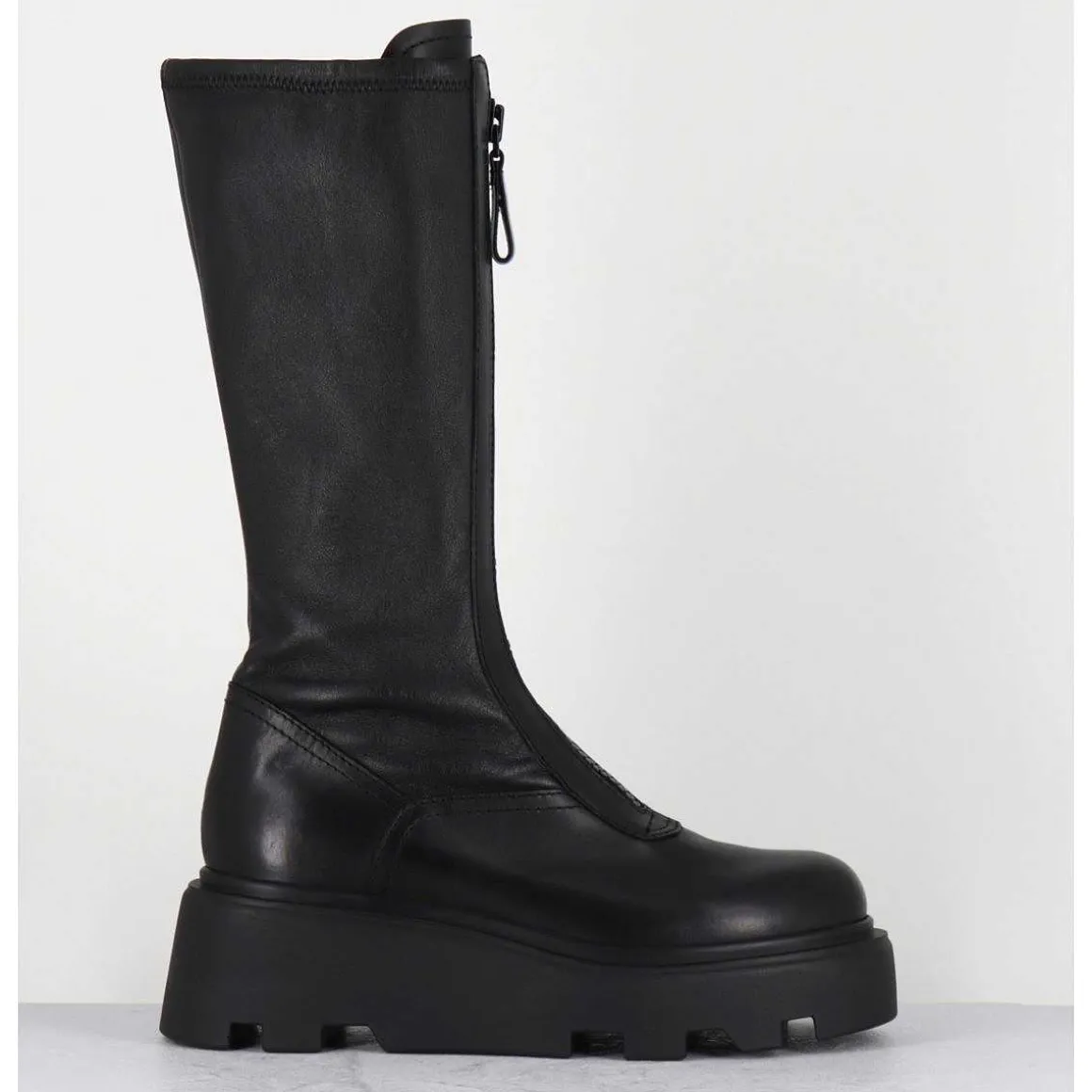 Bottes En Cuir Stretch Noir & Zip Central - M6622 Ranch Nero