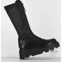 Bottes En Cuir Stretch Noir & Zip Central - M6622 Ranch Nero