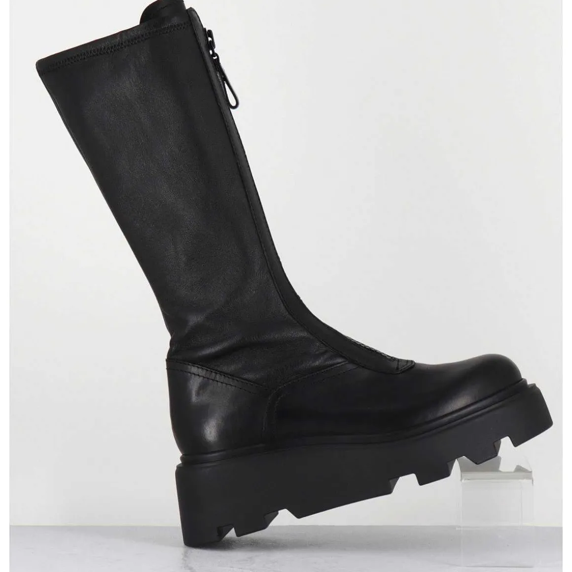 Bottes En Cuir Stretch Noir & Zip Central - M6622 Ranch Nero