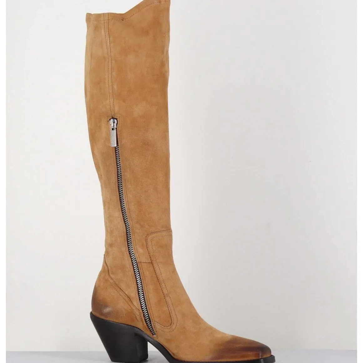 Bottes Esprit Santiag En Daim Camel - 5181 Cuoio