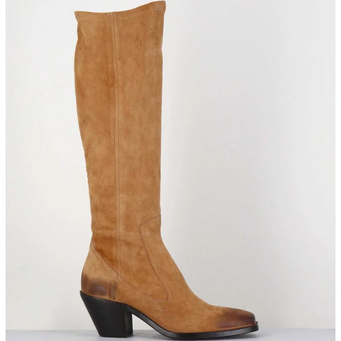 Bottes Esprit Santiag En Daim Camel - 5181 Cuoio