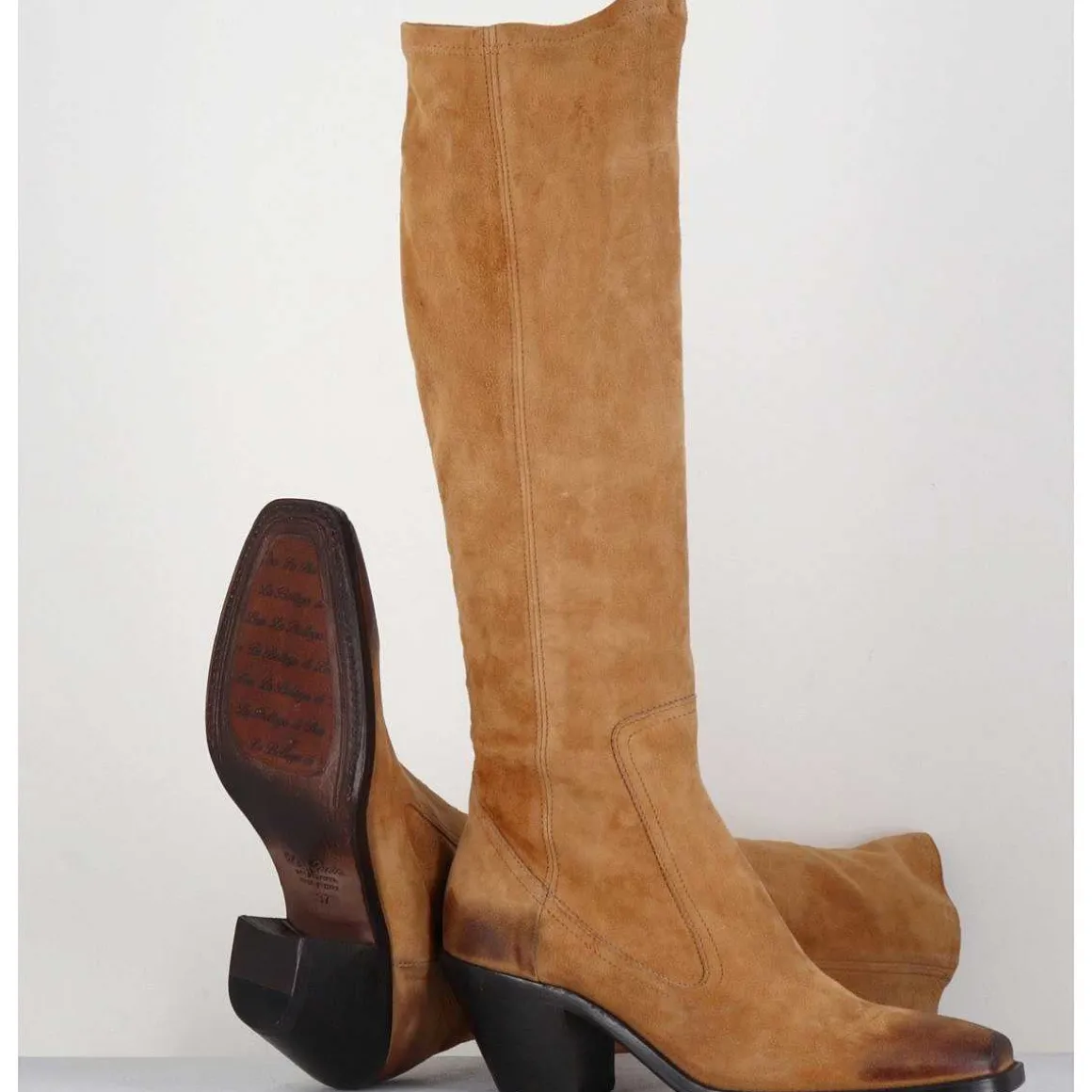 Bottes Esprit Santiag En Daim Camel - 5181 Cuoio