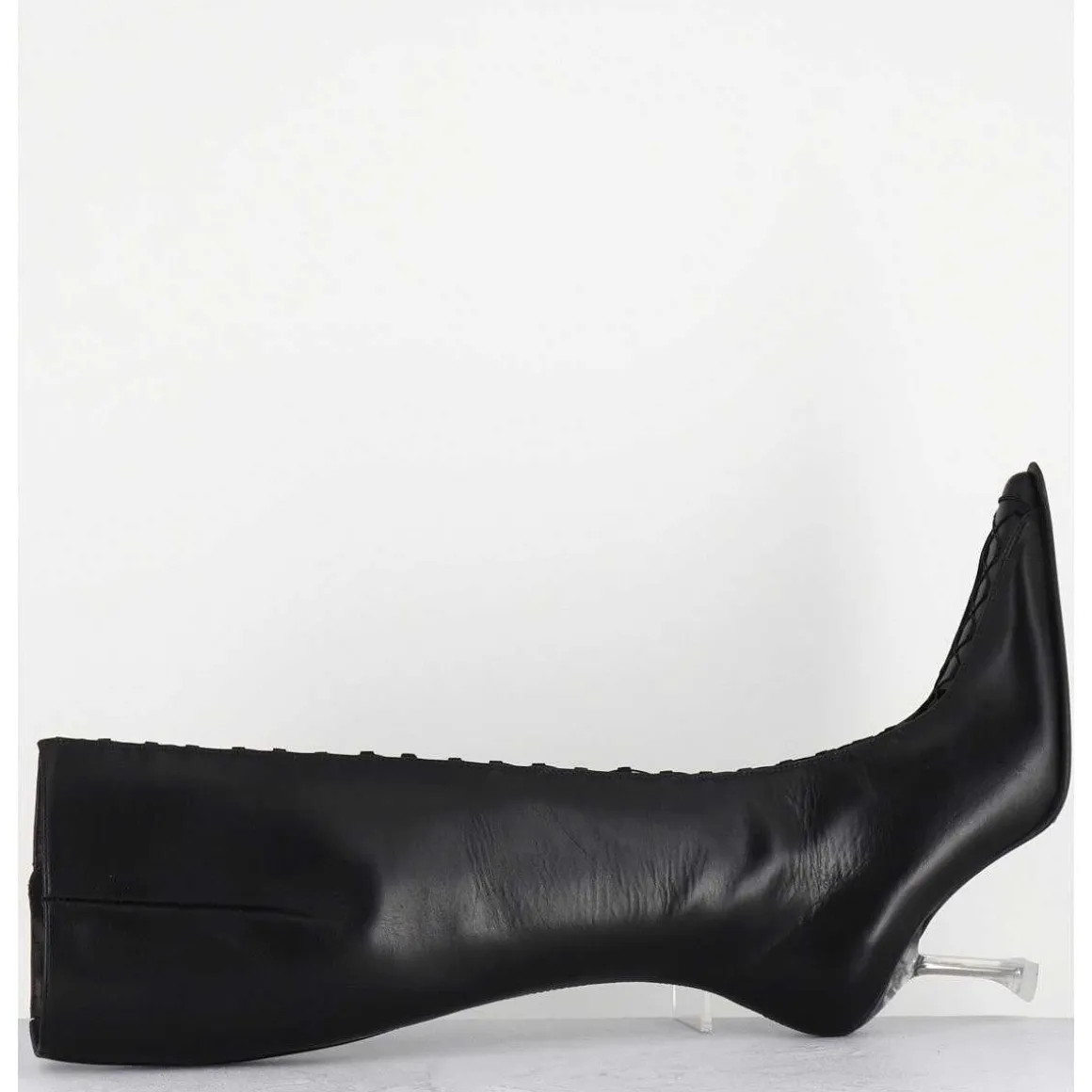 Bottes Hautes En Cuir Noir Corsete & Talon Plexi - Aline Tall Boots