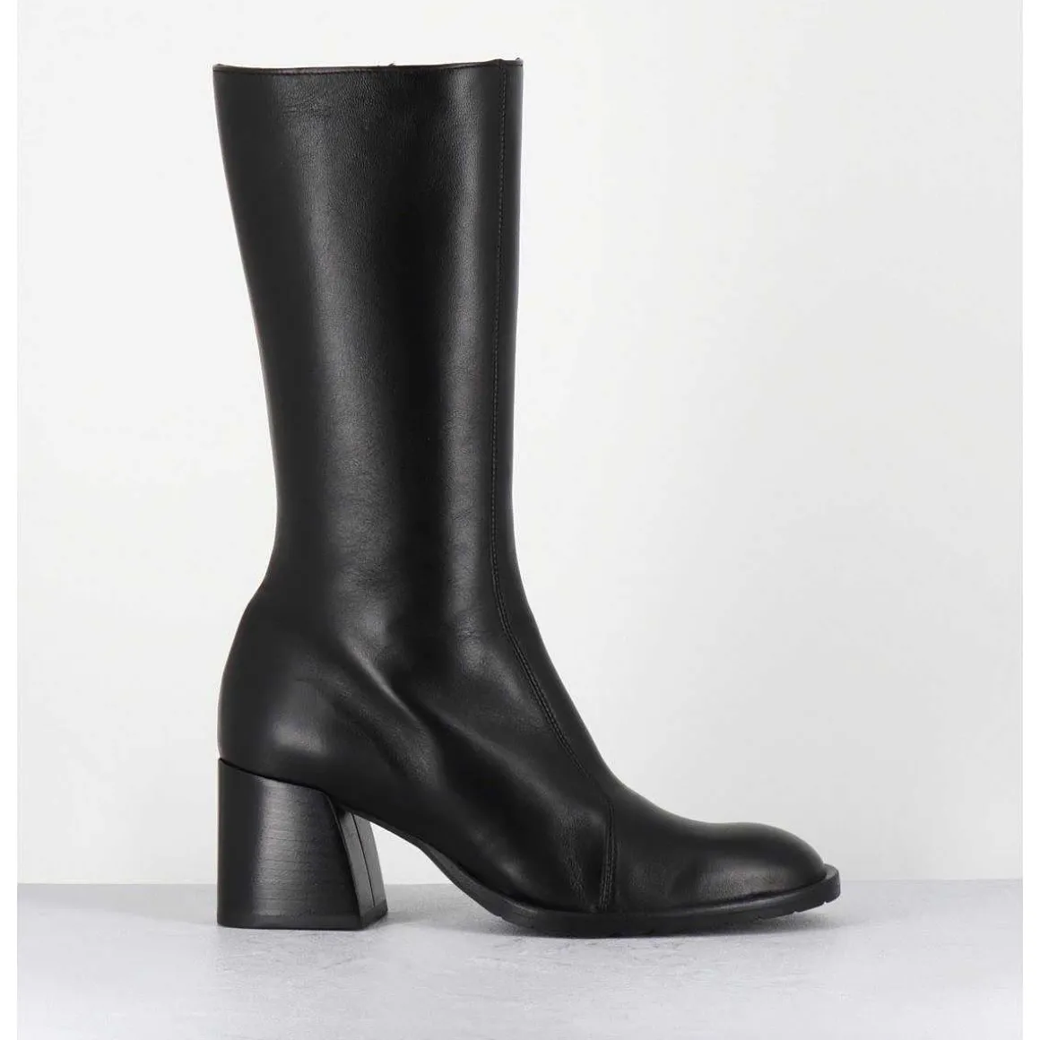Bottes Mi-Hautes En Cuir Souple Noir - R288M Seta Nero