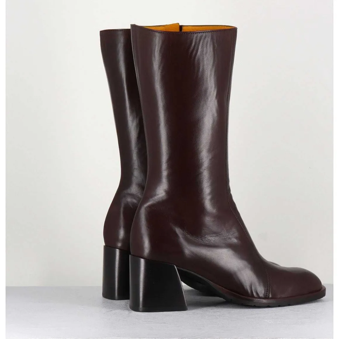 Bottes Mi-Hautes En Cuir Souple Marron - R288M Seta Cafe