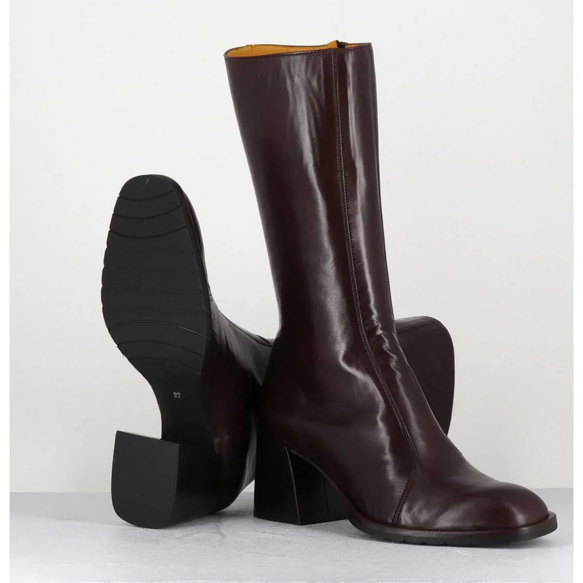 Bottes Mi-Hautes En Cuir Souple Marron - R288M Seta Cafe