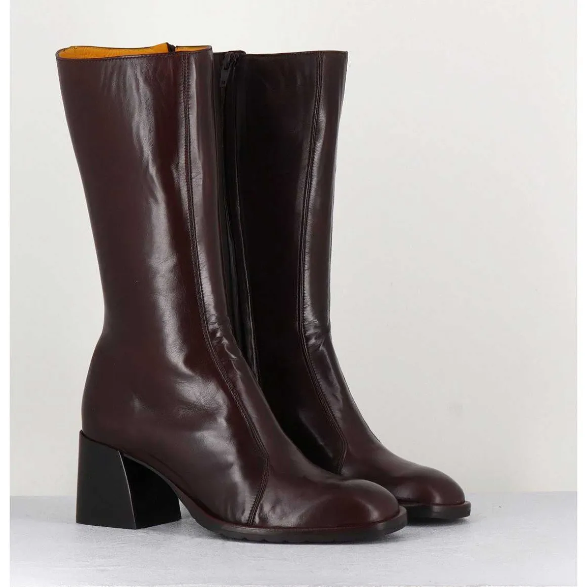 Bottes Mi-Hautes En Cuir Souple Marron - R288M Seta Cafe