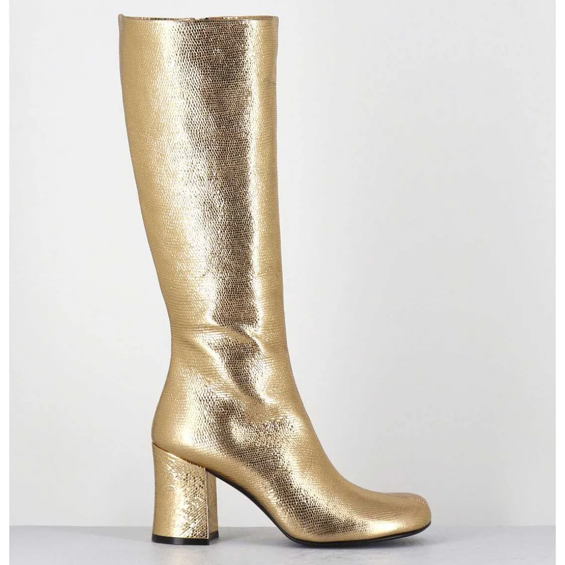 Bottes 60S En Cuir Metallise Cotte De Maille Dore - Ah2983 Diamante Oro