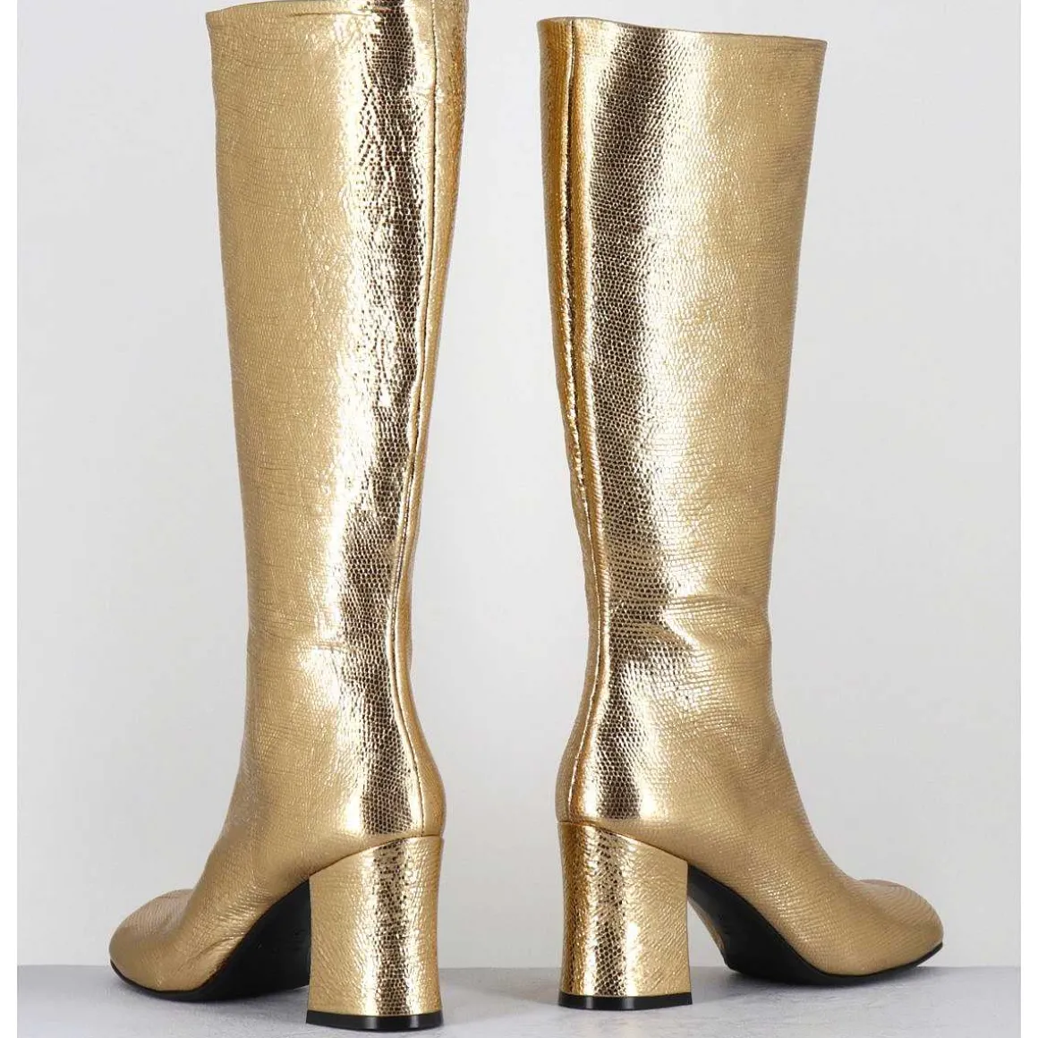 Bottes 60S En Cuir Metallise Cotte De Maille Dore - Ah2983 Diamante Oro