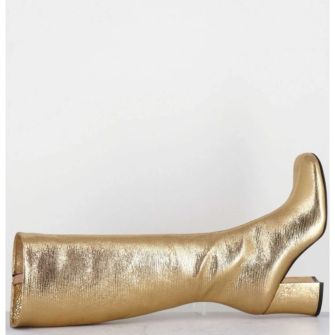 Bottes 60S En Cuir Metallise Cotte De Maille Dore - Ah2983 Diamante Oro