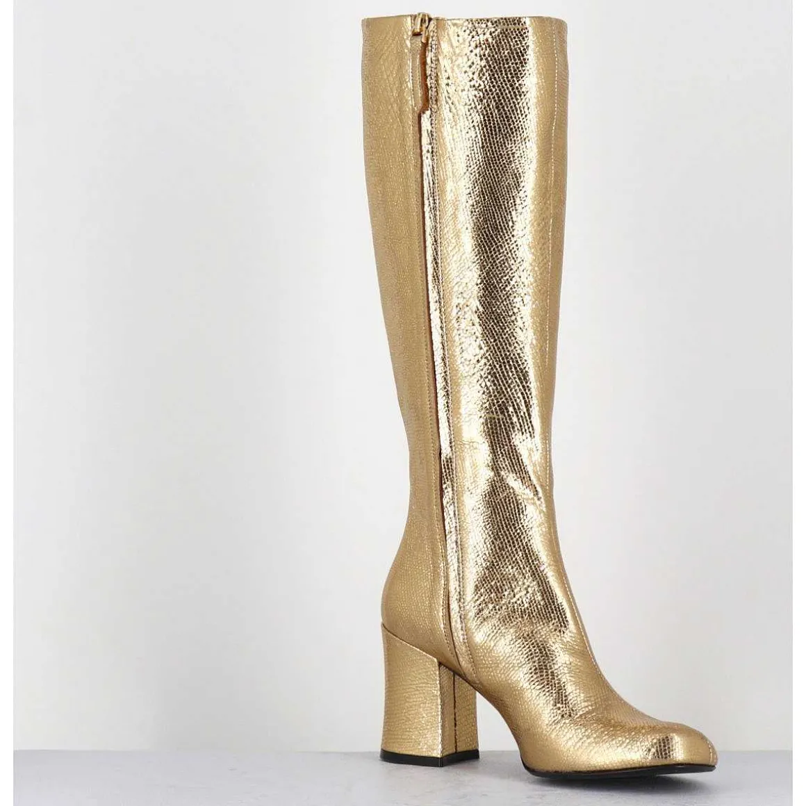 Bottes 60S En Cuir Metallise Cotte De Maille Dore - Ah2983 Diamante Oro
