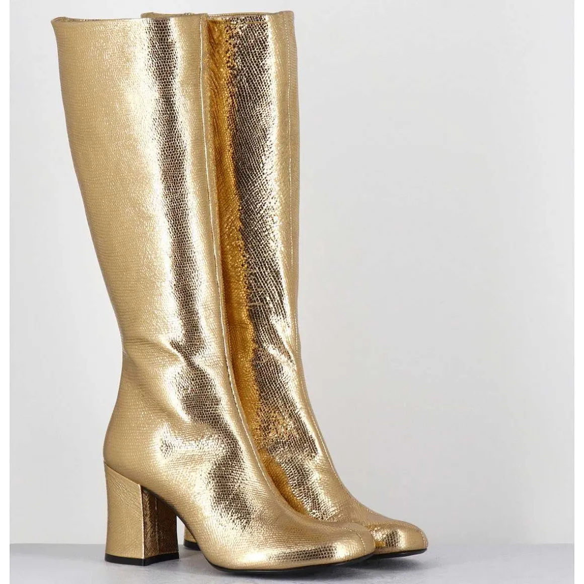 Bottes 60S En Cuir Metallise Cotte De Maille Dore - Ah2983 Diamante Oro