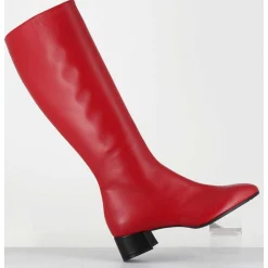 Bottes 60S En Cuir Souple Rouge & Noir - Mayera Nappa Fuego
