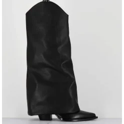 Bottes Santiag A Guetre En Cuir Noir - E3595 Nature Nero