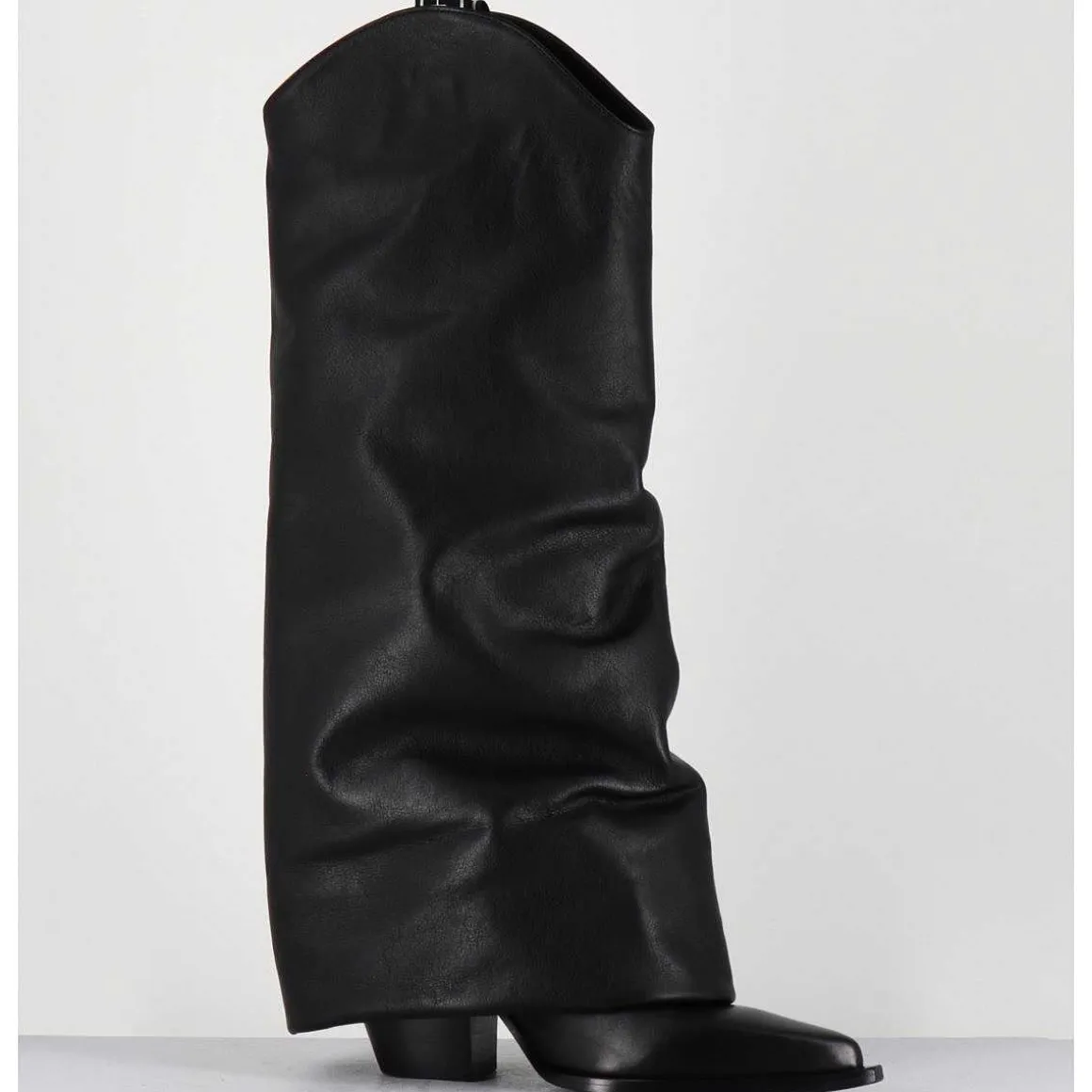 Bottes Santiag A Guetre En Cuir Noir - E3595 Nature Nero