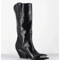 Bottes Santiags En Cuir Noir Serpent & Bout Metal - 4912 Diver Nero