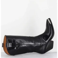 Bottes Santiags En Cuir Noir Serpent & Bout Metal - 4912 Diver Nero