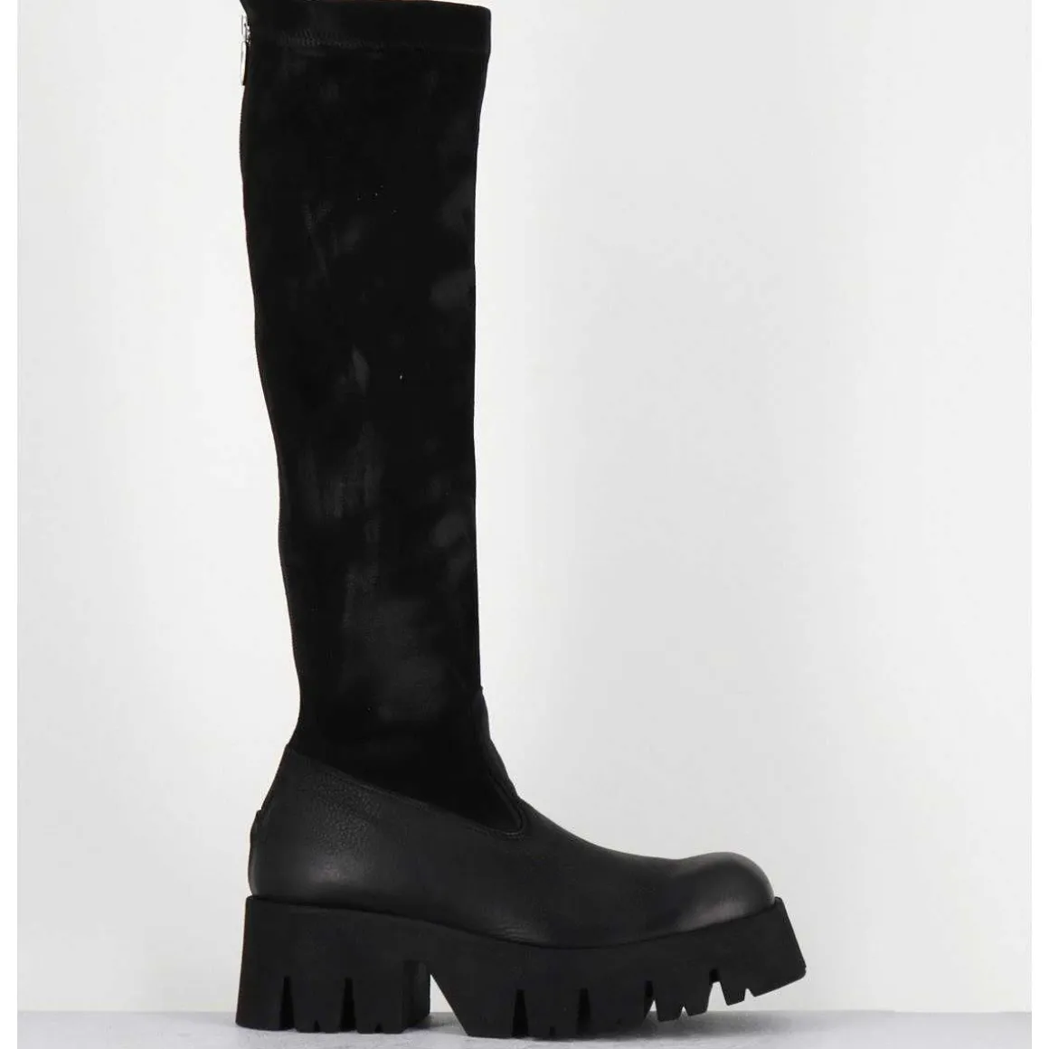 Bottes Stretch Bi-Matiere Cuir Noir - 4225 Gas Nero