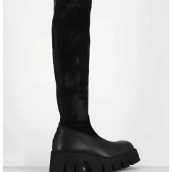 Bottes Stretch Bi-Matiere Cuir Noir - 4225 Gas Nero