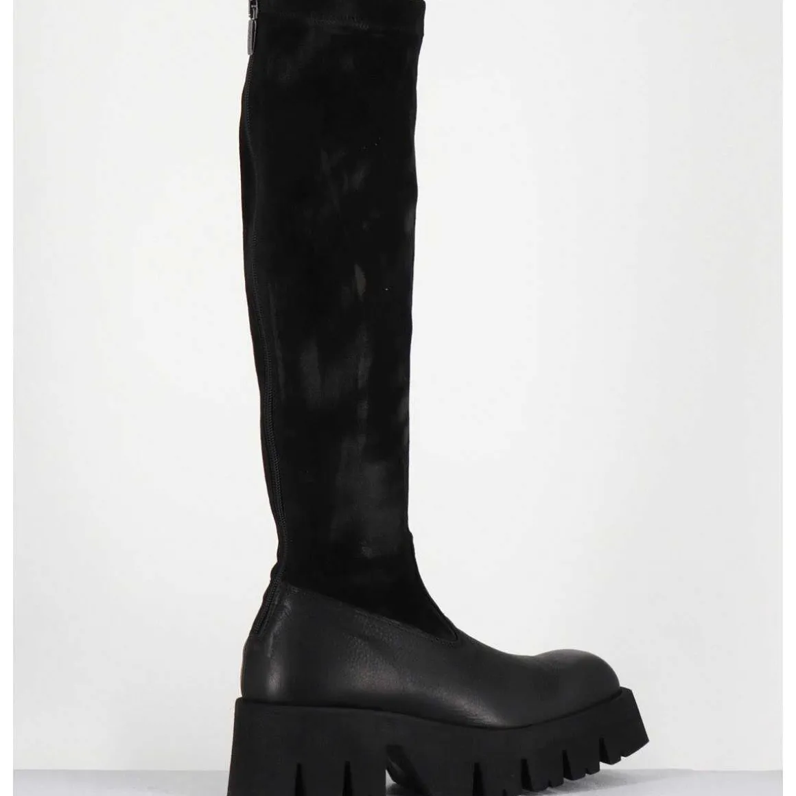 Bottes Stretch Bi-Matiere Cuir Noir - 4225 Gas Nero