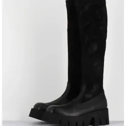 Bottes Stretch Bi-Matiere Cuir Noir - 4225 Gas Nero