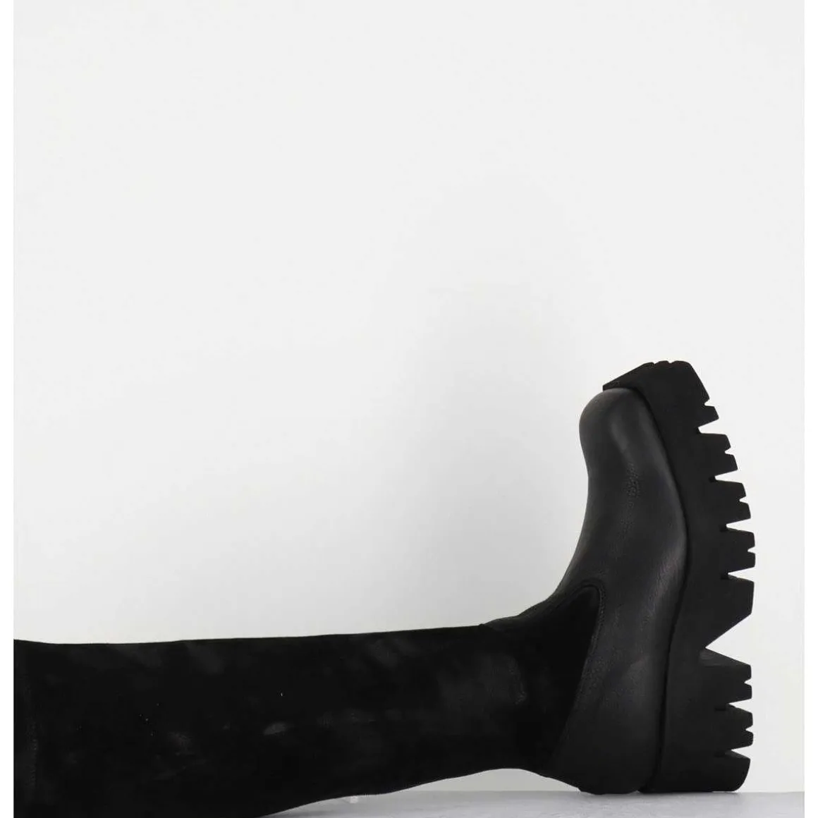 Bottes Stretch Bi-Matiere Cuir Noir - 4225 Gas Nero