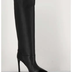 Bottes Talon Haut Bout Pointu En Cuir Noir - 11433 Merlot Nero