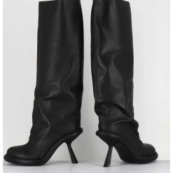 Bottes Tubulaires En Cuir Noir Talon Destructure - 1D7804D Island Black