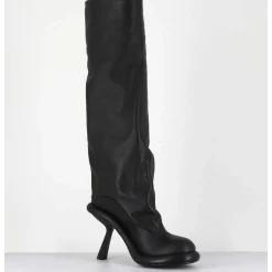 Bottes Tubulaires En Cuir Noir Talon Destructure - 1D7804D Island Black