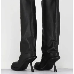 Bottes Tubulaires En Cuir Noir Talon Destructure - 1D7804D Island Black