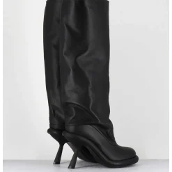 Bottes Tubulaires En Cuir Noir Talon Destructure - 1D7804D Island Black