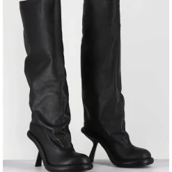 Bottes Tubulaires En Cuir Noir Talon Destructure - 1D7804D Island Black