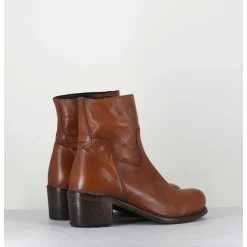 Bottine En Cuir Camel - 1Cw347 Cognac