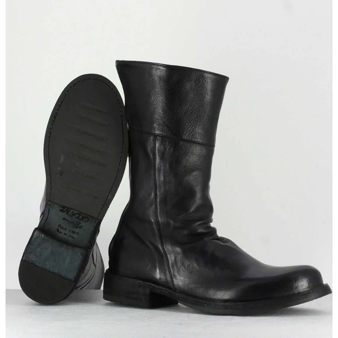 Bottine Plates En Cuir Noir Officine Creative Femme - Legrand 125